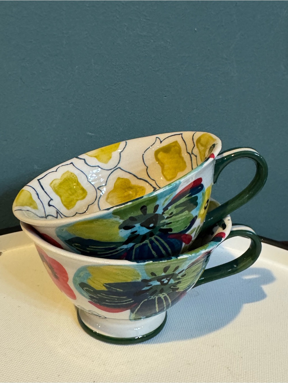 Anthropologie Estudio Flores Sissinghurst Castle Floral Footed Tea Cup Mug